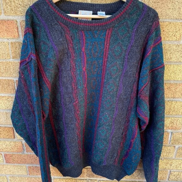 Vintage 1980s Riggins Coogi Style Knit Sweater Medium - Picture 11 of 11
